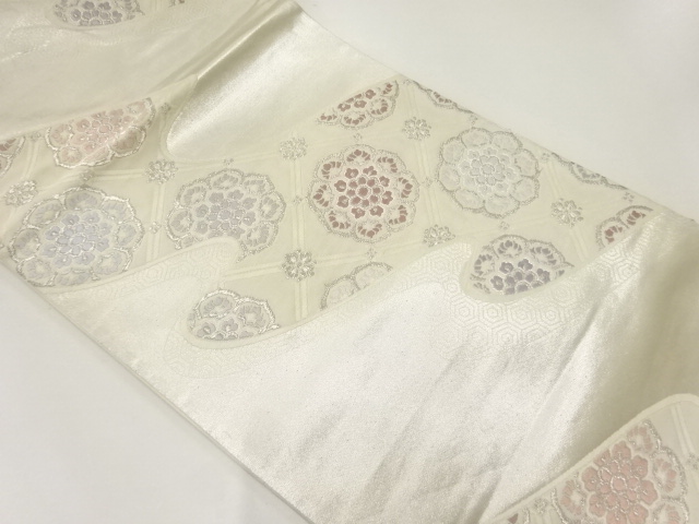 アンティーク　流水に花模様織出し袋帯（材料）